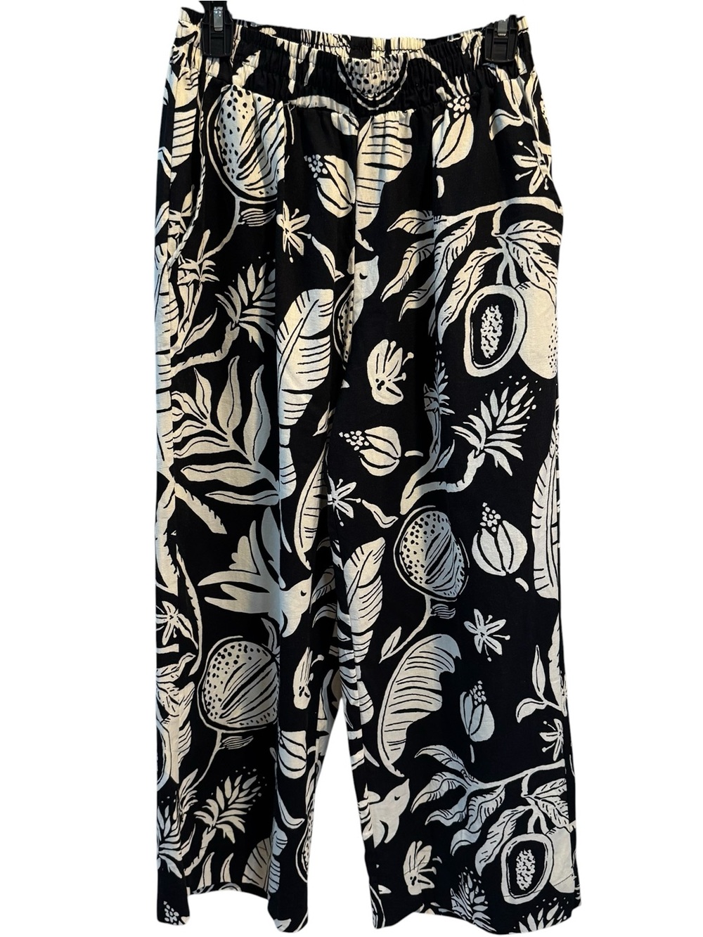 Christian Siriano 100% Linen Wide Leg Palazzo Pants Tropical Print S
